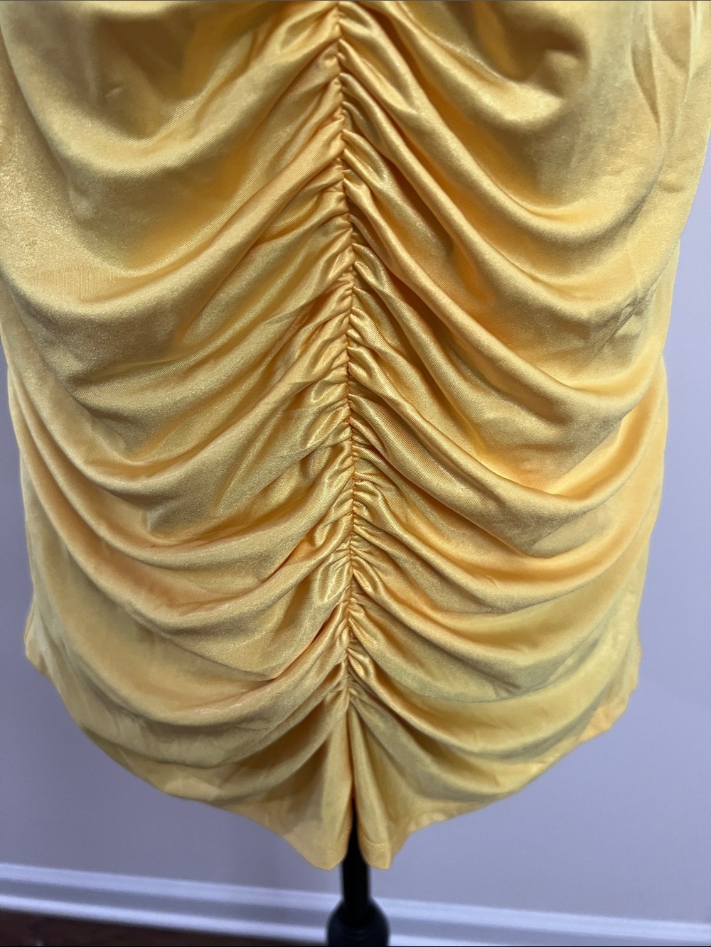 Cache Yellow Ruched Halter Tank with Gold Chain Detail - Picture 9 of 9